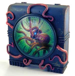 Clocktopus Metal and Clay Clock by Jim Mazzotta