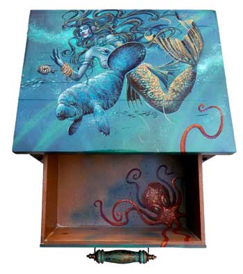 Octopus Drawer in Mermaid Treasure Chest Side Table