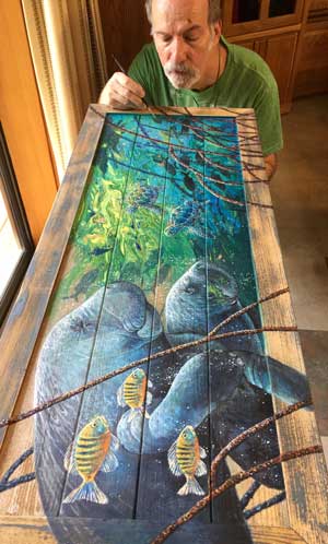 Manatee and Turtle table in progress